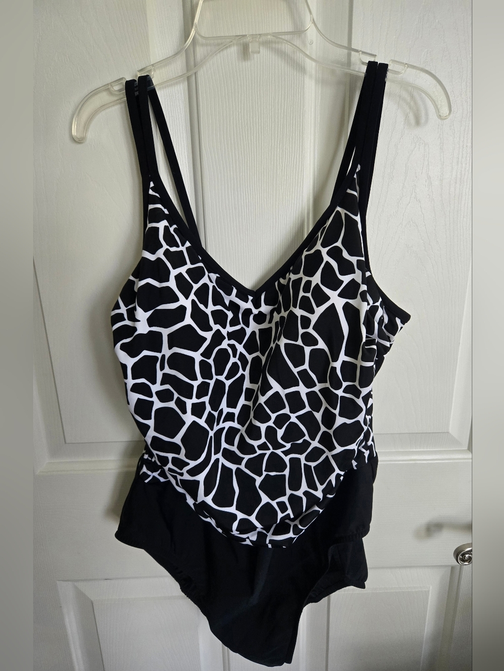 Croft & Barrow Black and White Giraffe-Pattern One-Piece Swimsuit